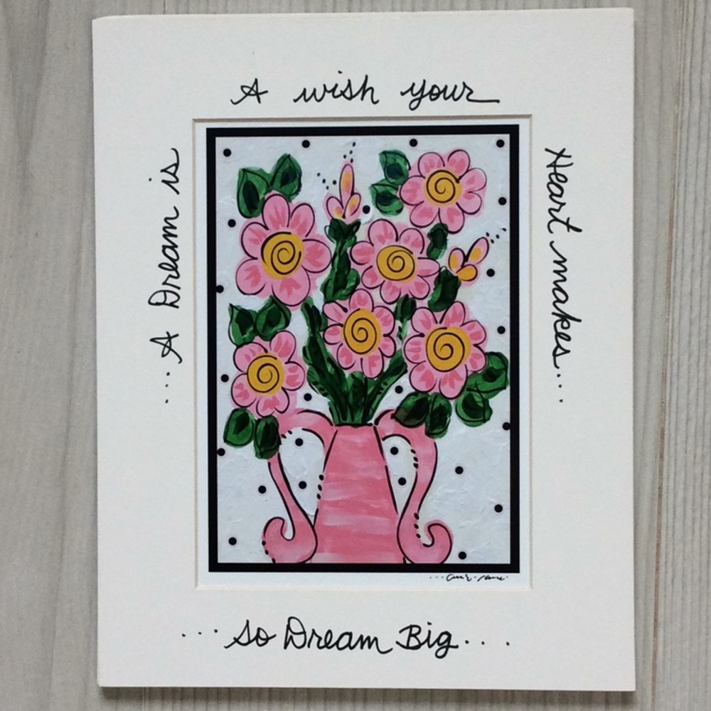 Pink flowers print with motivational message